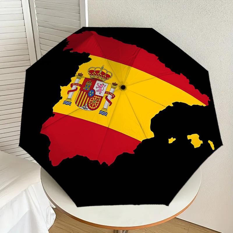 1 Stück Spanien Flagge Regenschirm - 8 Speichen verstärkt, Automatisches Öffnen, Leicht & Langlebig, Süßes Modeaccessoire für Draußen - T354