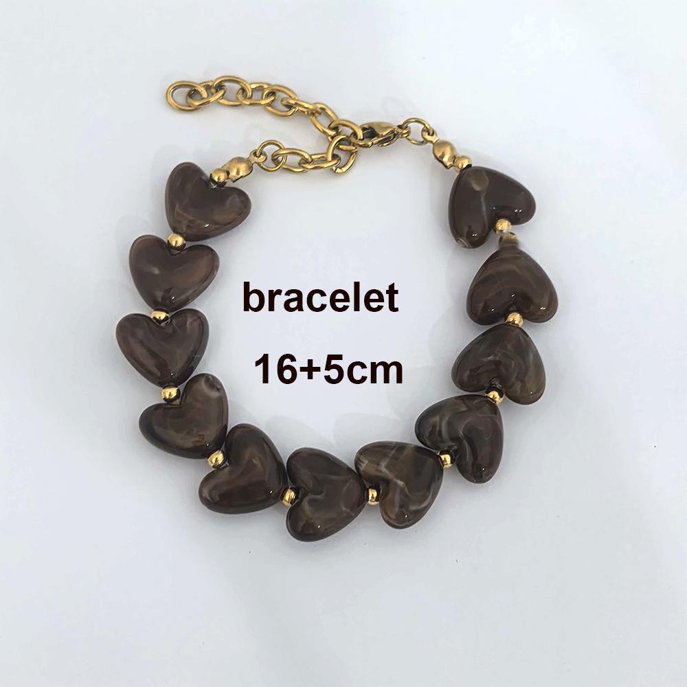 Love Resin Heart Necklace Women Choker Gold Beads Stainless Steel White Red Green Coffee Beige Waterproof Diy Handmade