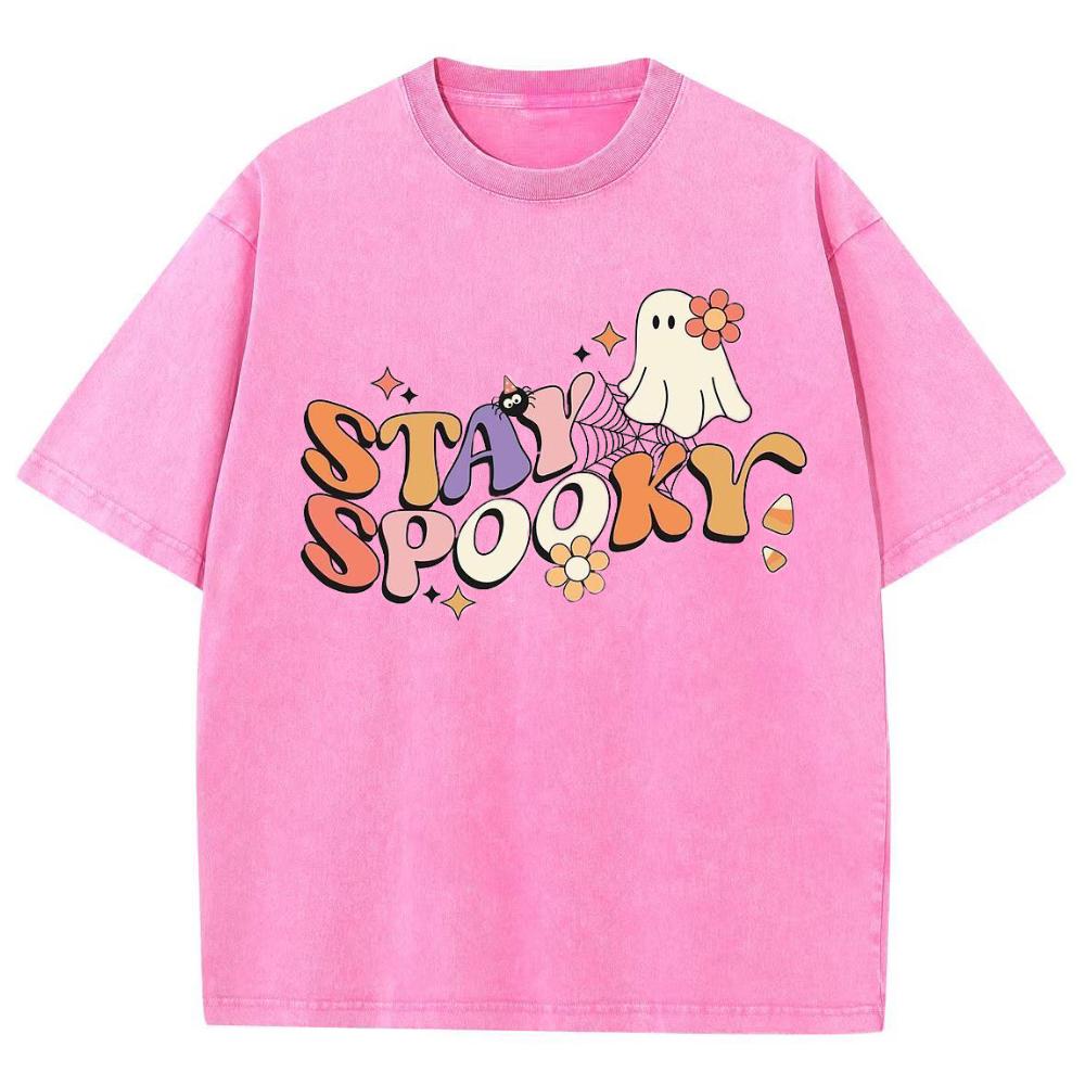 Stay Spookr Letter Print Women's T-Shirt Y2k Oversized Cotton Tees Minimalist Design Short Sleeve Casual Top