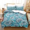 Bohemian Mandala Duvet Cover Set King Size Blue Boho Microfiber Comforter Cover +Pillowcases Zipper Closure Bedding Set Double