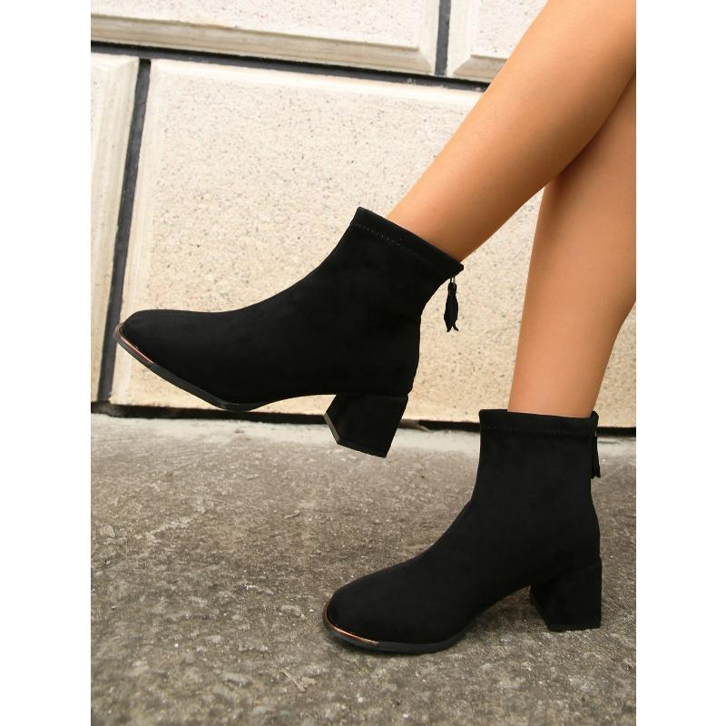 Quadratische Zehenpartie Mittelhoher Absatz Martin Boots Damen 2025 Winter Neu Schlankmachend Übergröße Mode Stiefel