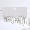 Yousheng 6 Pairs Women Hoop Earrings Simple Geometric C-shaped Twisted Faux Pearl Assorted Earrings Fashion Accessories Gift