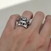 Metal Silver Color Mystical Masked Face Ring Adjustable Goth Style Ring Open Rings  Evening Dinner