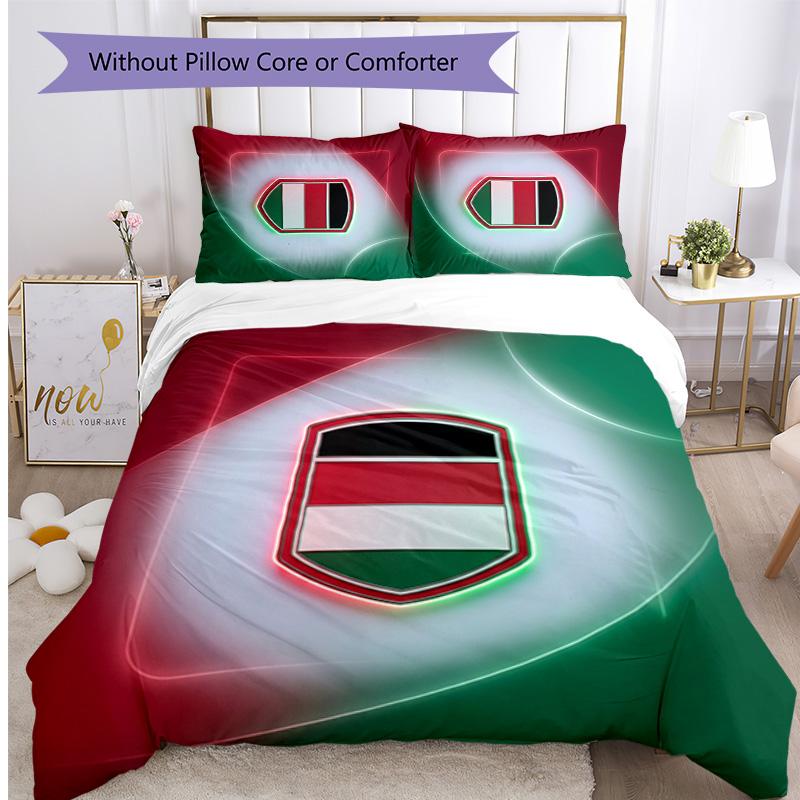 Set Biancheria da Letto Stampata Calcio Ungheria 3 Pezzi Copriletto Traspirante Accogliente come Regalo per Inaugurazione Casa o Festa