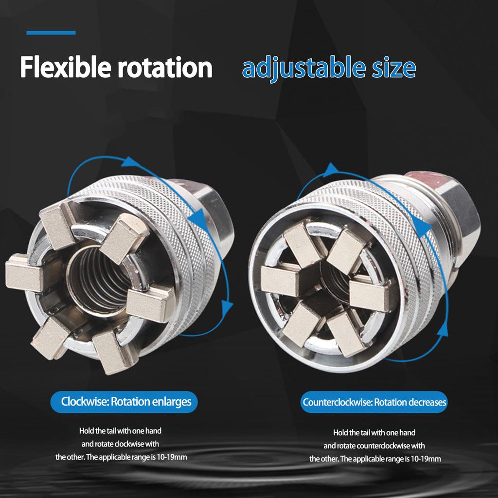 Regulowany uniwersalny klucz nasadowy Ręczny klucz nasadowy Tuleja 10mm-19mm Uniwersalne nasadki Narzędzia do napędu 3/8"