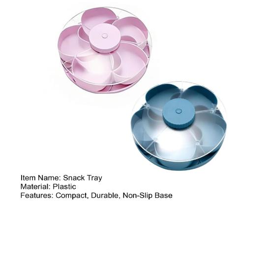 Divided Rotating Snack Serving Tray with Lids Spinning Compartment Platter for Dips Veggies Fruits Space-Saving Kitchen Organizer for Parties Picnics