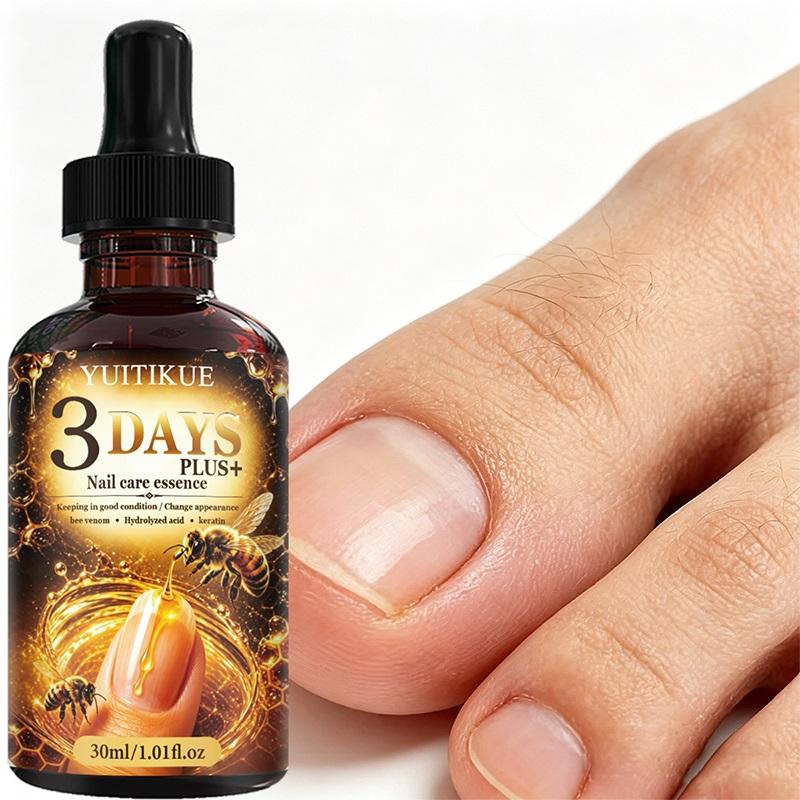 YUITIKUE 3 Days Bee Venom Nail Essence 30ml Keratin Strengthen Brittle Nails Repair Damaged Fingernail Toenail Care