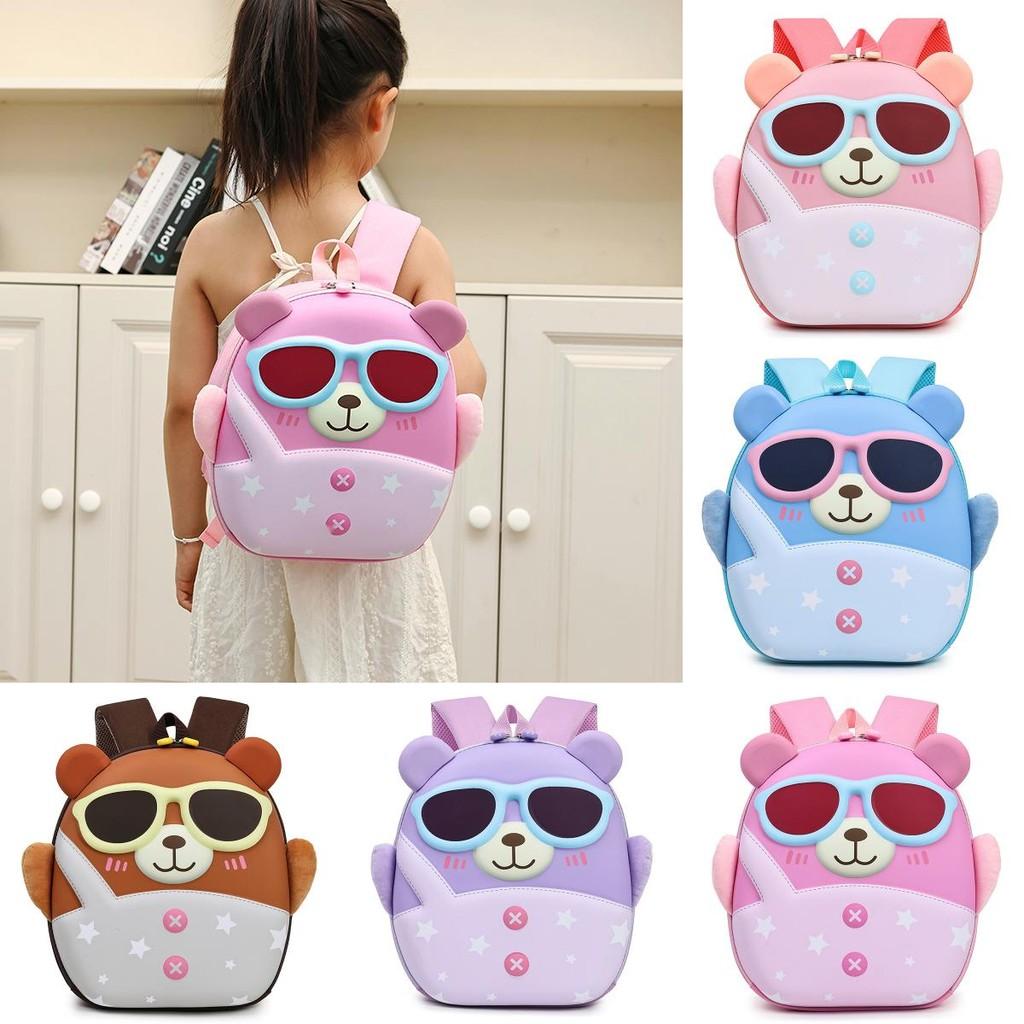 Sunglasses Cartoon Cute Bear Shaped Hard Shell Children Backpack For Use Daily
