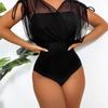 Shencai Sexy European & American Style High Waist Solid Color Jumpsuit with Mesh V-neck Top, Hot Item X08