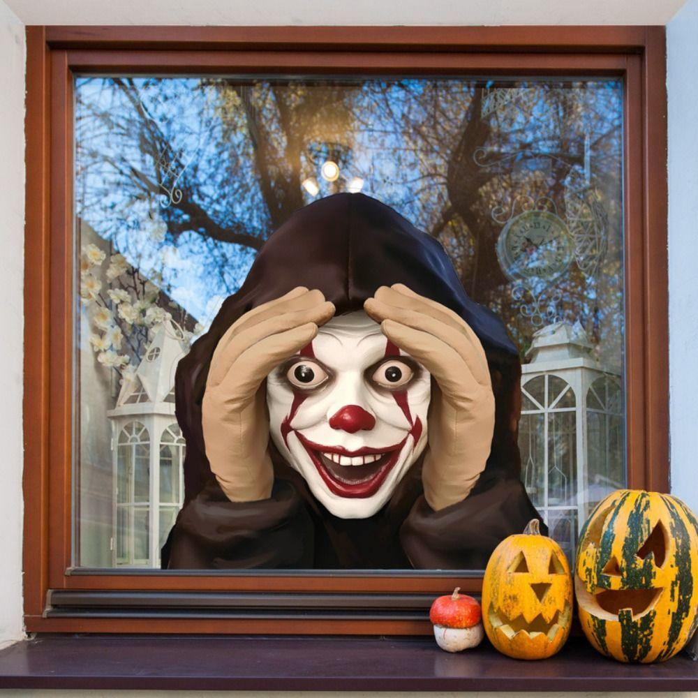 Transparent Background Scary Peeper Freak Sticker Window Clings Halloween