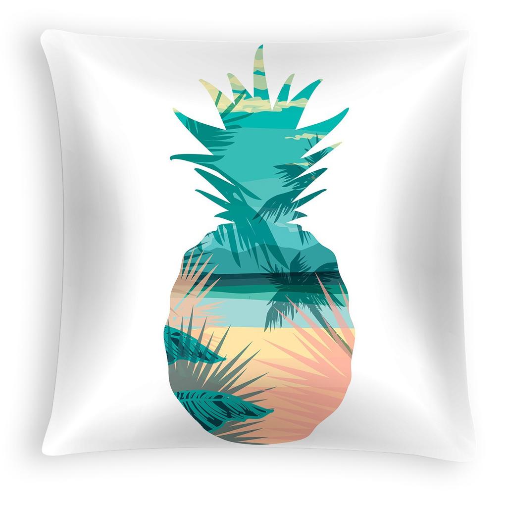 Pineapple Leaf Pillowcase, Nordic Peach Skin Velvet Printed Home, Car and Office Pillow and Cushion Cover