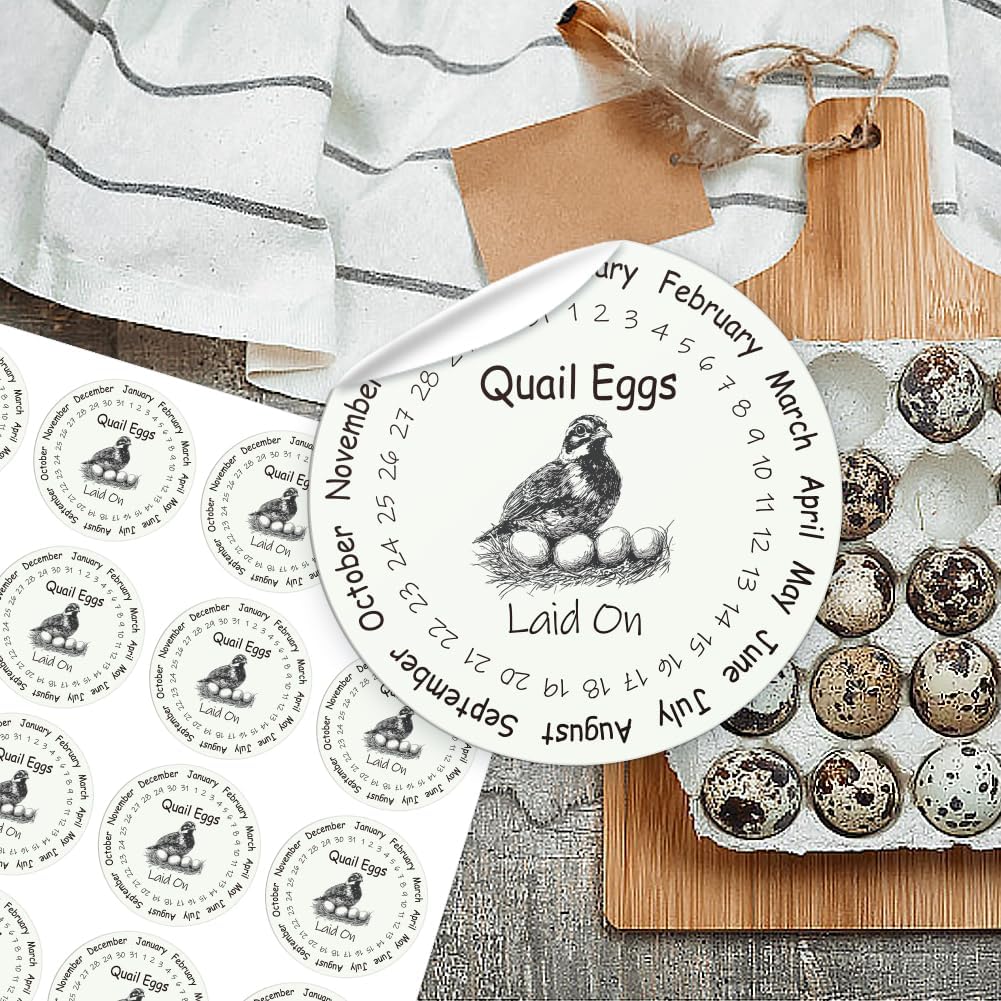 320 Pcs Quail Farm Fresh Eggs Stickers, 2 Inch Round Unwashed Eggs Carton Labels Sticker PET Adhesive Egg Packaging Stickers for Box Container Carton
