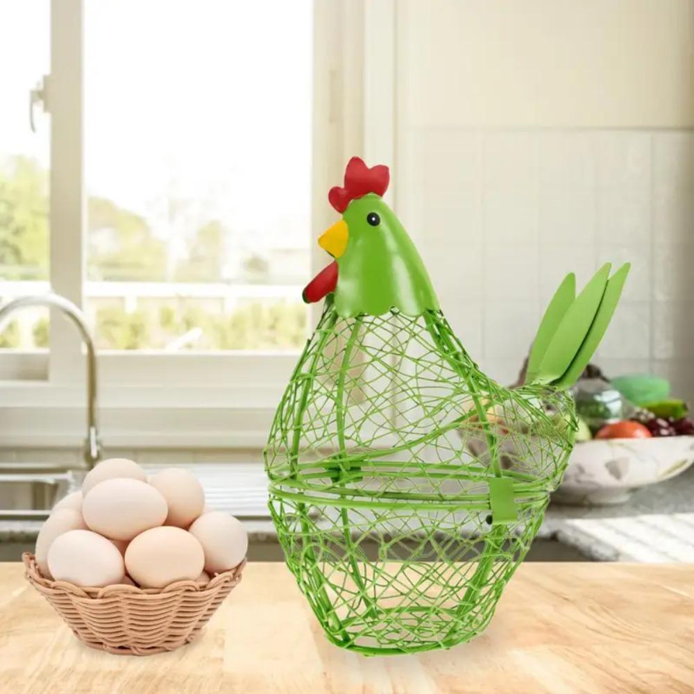 Iron Wire Easter Eggs Storage Containers Farmhouse Style Egg Holder Hen Shape Egg Baskets Fruit