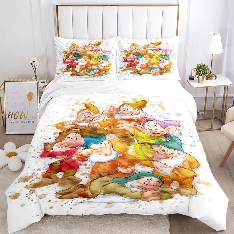 3pcs The Seven Dwarfs Quilt Set Soft and Comfortable Bedroom, Guest Room and Dorm Decor Bedding Set W096