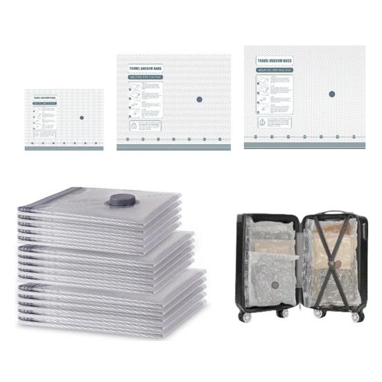 Vacuum Compression Bags with Rechargeable Air Pump Travel Storage Bag Fast Compression Packing Bags for Luggage Suitcase Clothes