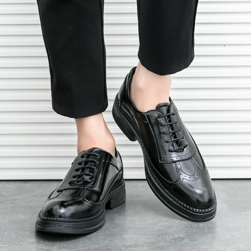 Men's Shoes Men's Brock Lace-Up Business Dress Casual Leather Shoes Trend Retro Leather Shoes