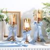12Pcs Adhesive Ribbon Bowknot Candlestick Bowknot Ornament For Candle Holder Wedding Bridals Shower Decoration Wrapping
