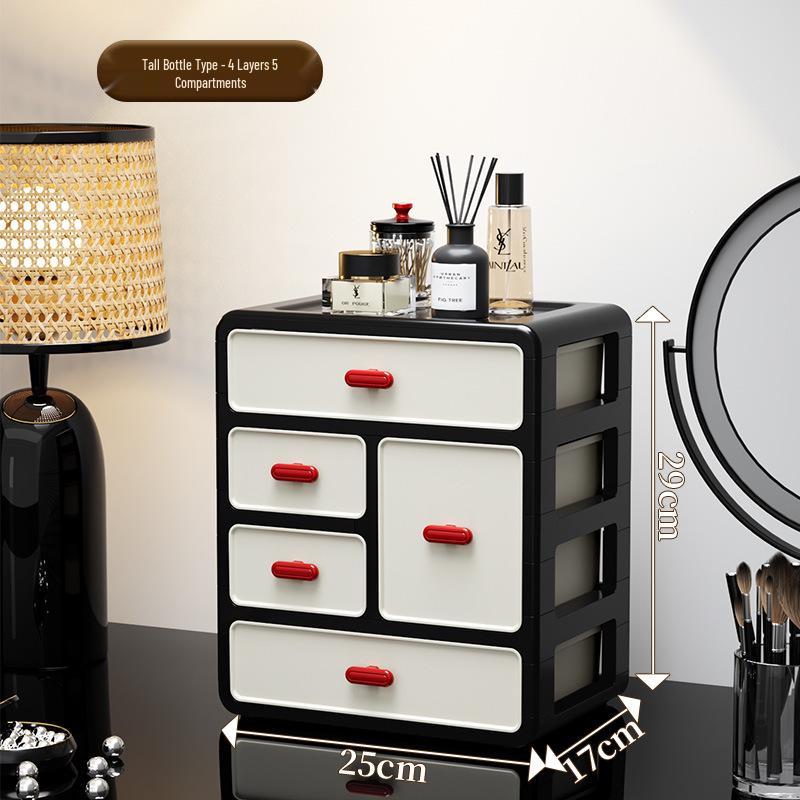 Retro-Style Plastic Cosmetic Storage Cabinet with Drawers