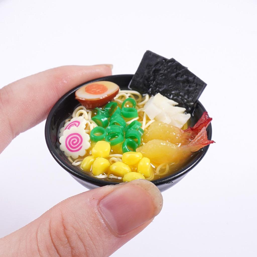 Japanese Ramen Keychain: Large Seafood Noodle Bowl Pendant and Claw Machine Toy