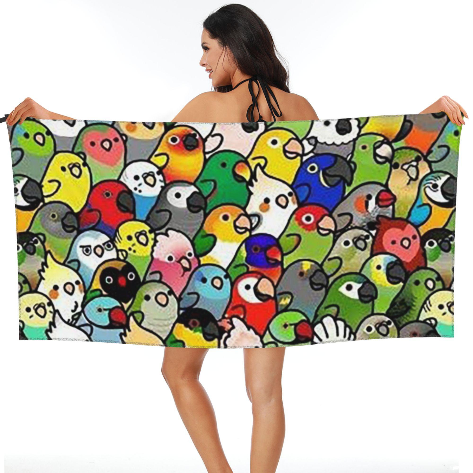 

Birds Cockatiel Budgie Parrot Beach Towel Soft Microfiber Quick Dry Absorbent Quick Towels For Yoga W40*H60(CM)