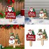Santa Snowman Holiday Yard Stake Handcrafted Wooden Door Plaque For Seasonal Celebration Party Decoration