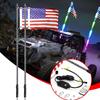 2FT 63 Modes LED Flag Pole Light with Flag Car Decoration Antenna Lamp RGB Off-Road Remote Control Spiral LED Whip Light