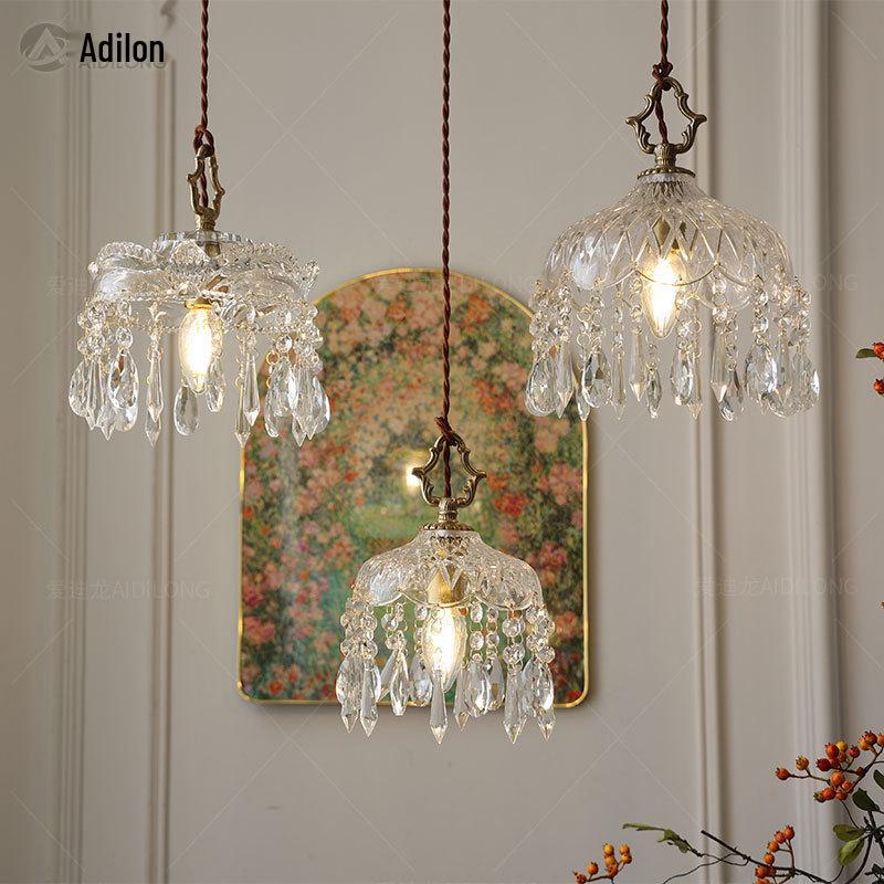 American Retro Crystal Chandelier for Hallway, Bedside, Balcony, and Cloakroom.