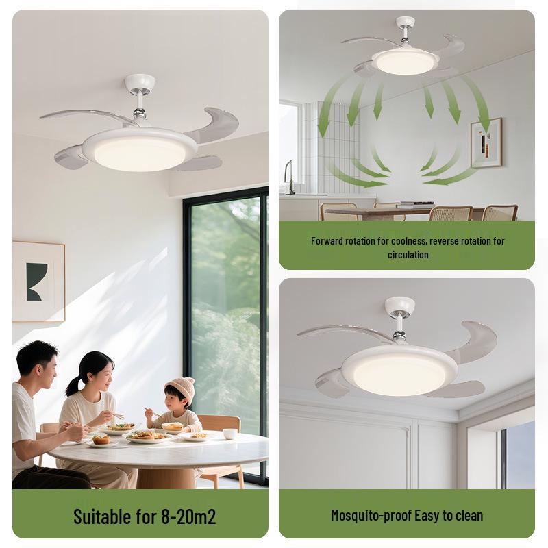 Minimalist Chinese-Style Silent Ceiling Fan with Light & Full Spectrum Eye Protection for Bedrooms & Restaurants