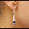 Solid 925 Sterling Silver Amethyst Gemstone Long Dangle Drop Earrings Designer Earrings Gift For Her Statement Earrings