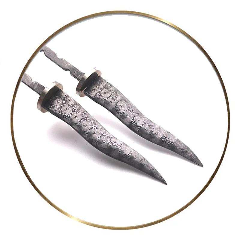 1PCS Halffabrikaten Rozet Damascus Staal Pu 'er Thee Mes Billets DIY Vaste Mes Naalden Benodigdheden Bot Mes