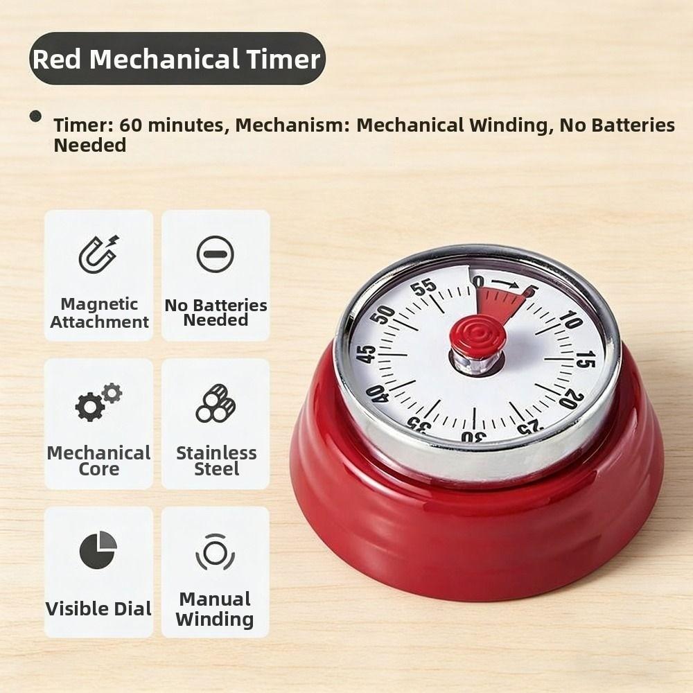 Visual Timer Mechanical Countdown Timer Magnetic Backing Cooking Timer Clock  For Baking Cooking