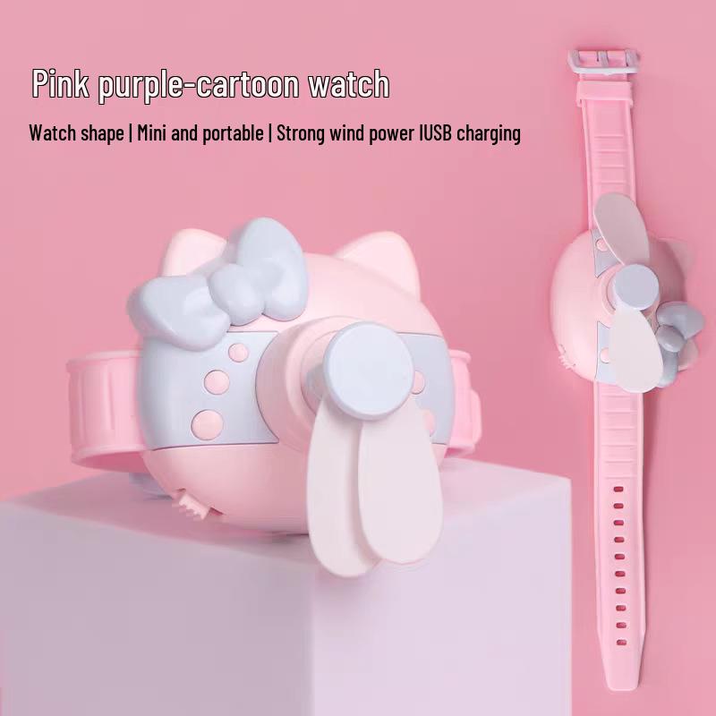 Hello Kitty USB Rechargeable Portable Mini Fan Bracelet Toy.