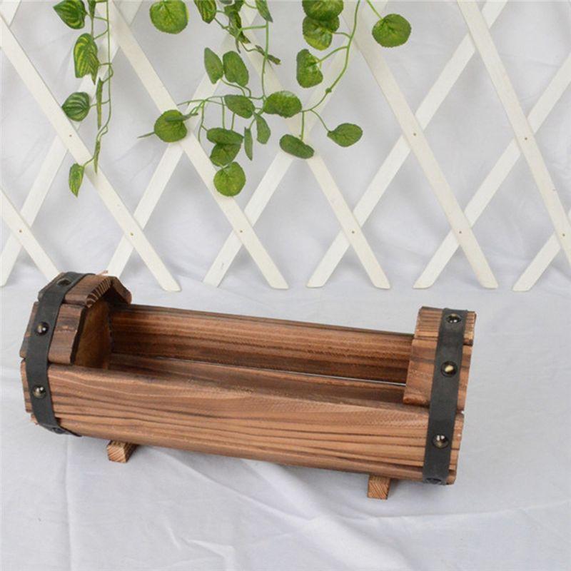 M-Modern-Wood Flower Pots Wedding Decoration Carbonized Antiseptic Wood Flower Boxes Balcony Succulents Wooden Flower Pots