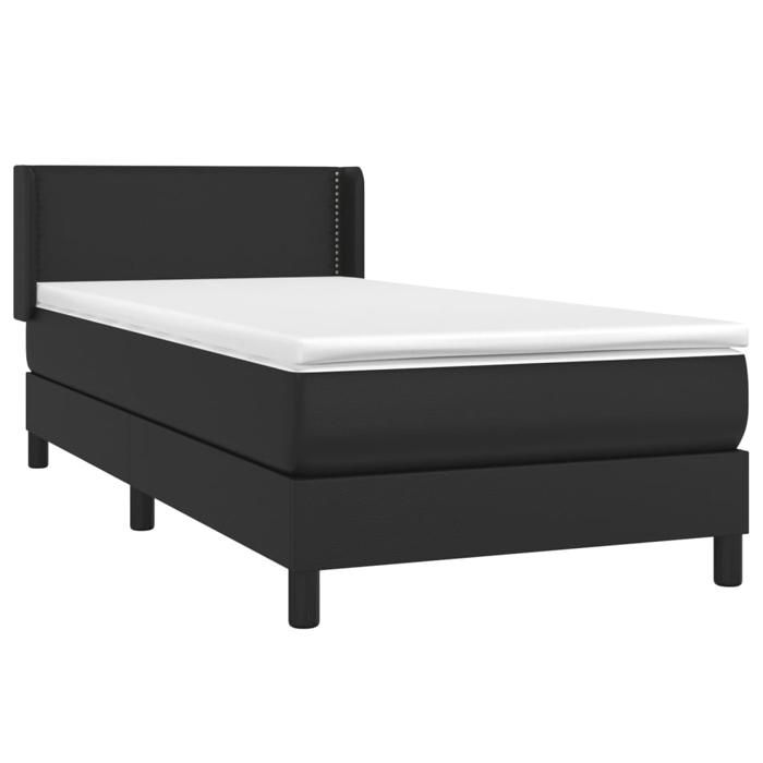 Maison Exclusive - Sommier à lattes de lit avec matelas Noir 90x200 cm Similicuir