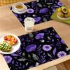4pcs 2D FLAT Digital Print Placemats, Purple Floral Branch and Leaf Pattern, Enhance the Beauty of Your Dining Area, Perfect for Coffee Tables, Dining
