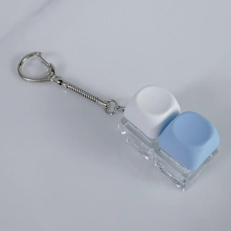 LED Mechanical Keyboard Button Clicker Keychain Click Switch Portable Office Stress Toy