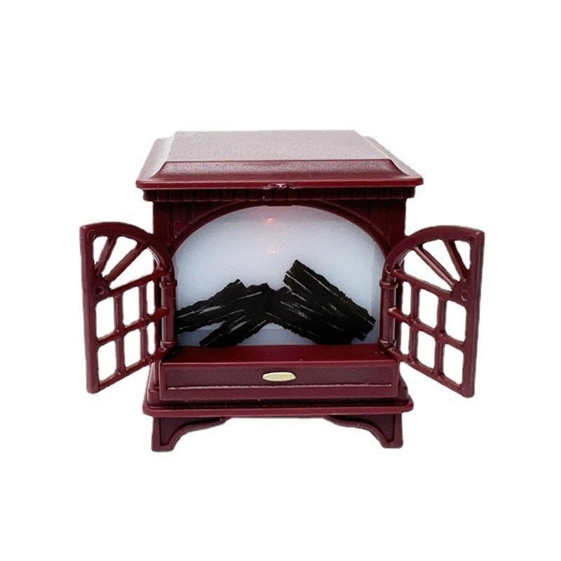 

Dollhouse Plastics Fireplace with LED Light 1:12 Christmas Dollhouse Model Miniature Furniture Decorations Gift темно-красного