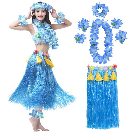 1 Set Hula Skirt High Elastic Eye-catching Plastic Fiber Hawaiian Hula Grass Skirt Set for Summer