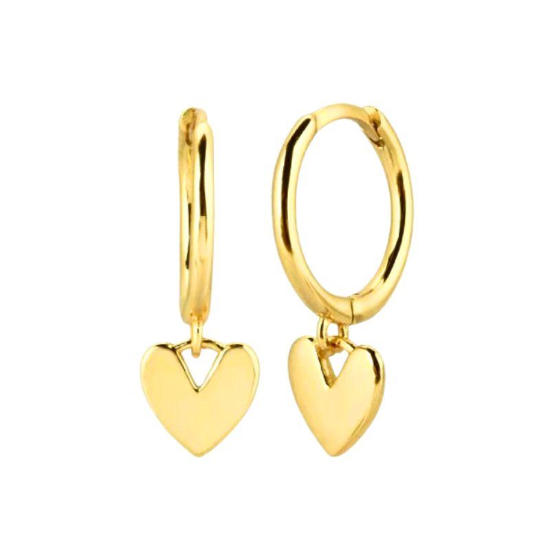 925 Silver Ear Needle Exquisite Heart Pendant Hoop Earrings Fashion Geometric Zircon Stud Earrings Women's Fine Jewelry