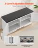 VEVOR Shoe Storage Bench, 1000 x 355 x 460 mm Shoe Organizer with Padded Seat Cushion, Entryway Bench with 2 Barn Doors and Height Adjustable Shelf