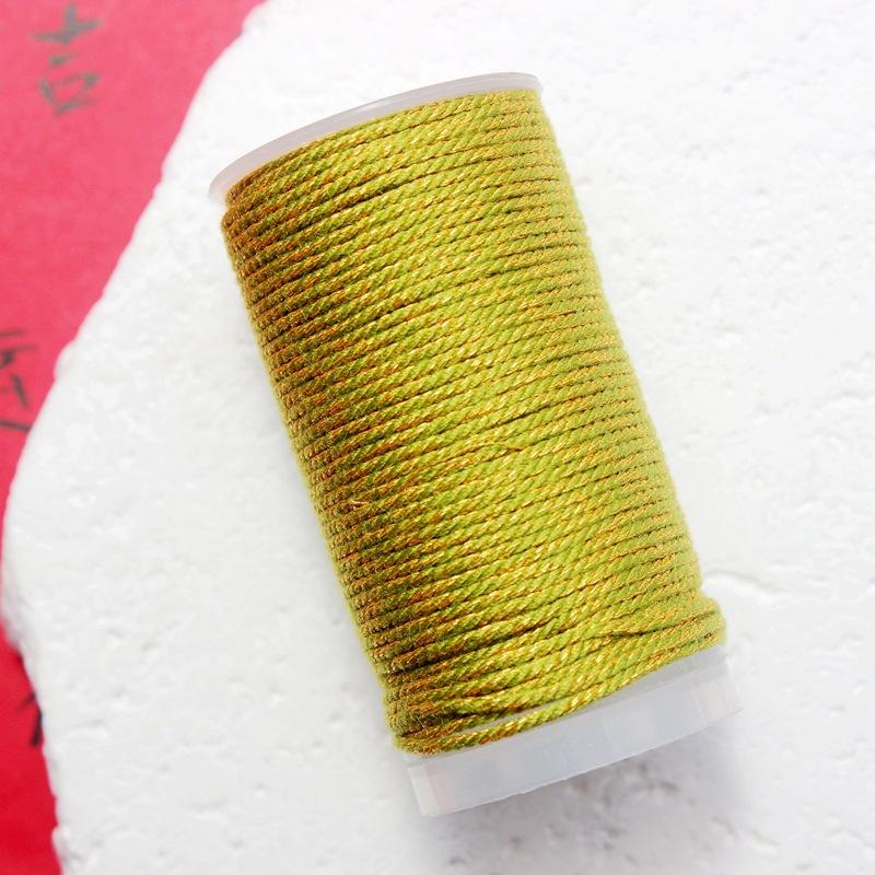 1.0/1 2Mm Sprinkling Gold Thread Plus Gold Hand Rubbing Cotton Thread 18 Strands Non-Elastic Hand Cotton Thread 25 Meters Roll Diy Braided Rope Wenwan