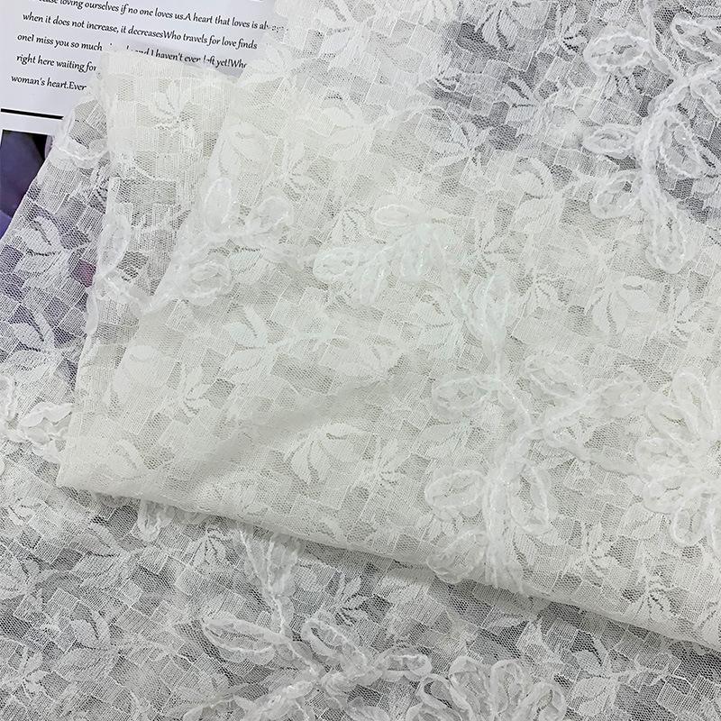 Stylish Textured Floral Lace Fabric for Wedding Dresses, Evening Gowns, and Children's Clothing