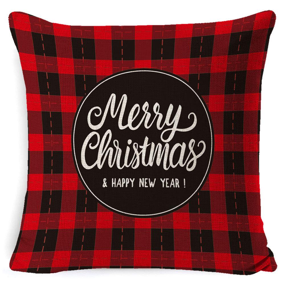 Christmas Pillow Cover Home Sofa Cushion Elk Letter Print Cushion Cover Christmas Atmosphere