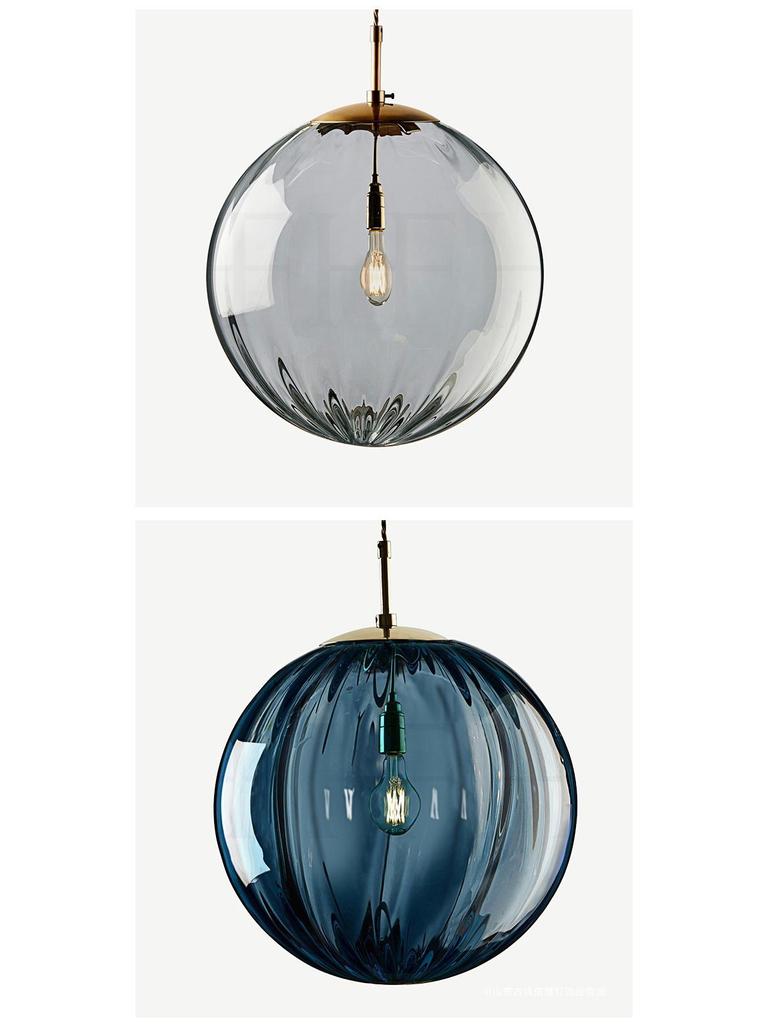 Nordic Colorful Water Ripple Glass Sphere Pendant Lamp for Bedroom or Bar.