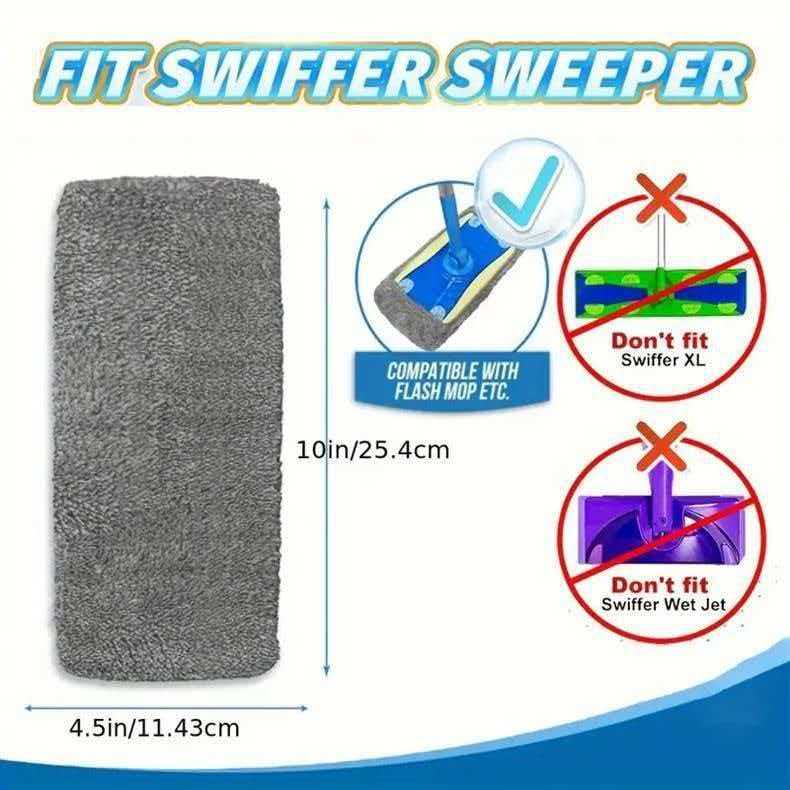 Reusable Coral Fleece Mop Pads Replacement for Swiffer, Washable Wet Dry Flat Mop Refill Covers for Floor Cleaning