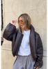 Giacca Cappotto in Pelle da Donna Stile Streetwear con Collo Alto - Collezione Autunno/Inverno 2025