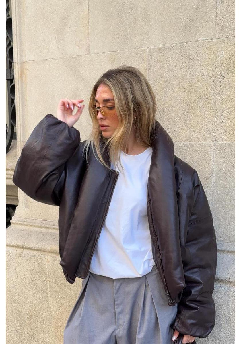 Women`s Street Style High Collar Leather