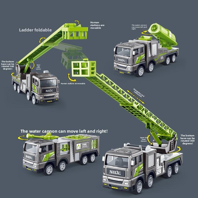 Rescue Simulation Alloy Fire Truck Children Inertia Car Toy Extensible Ladde