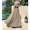 1011 Casual Inner and Outer Textured Knitted Temperament Long Dress, Big Swing Dress, Slim and Thin Ankle Long Skirt