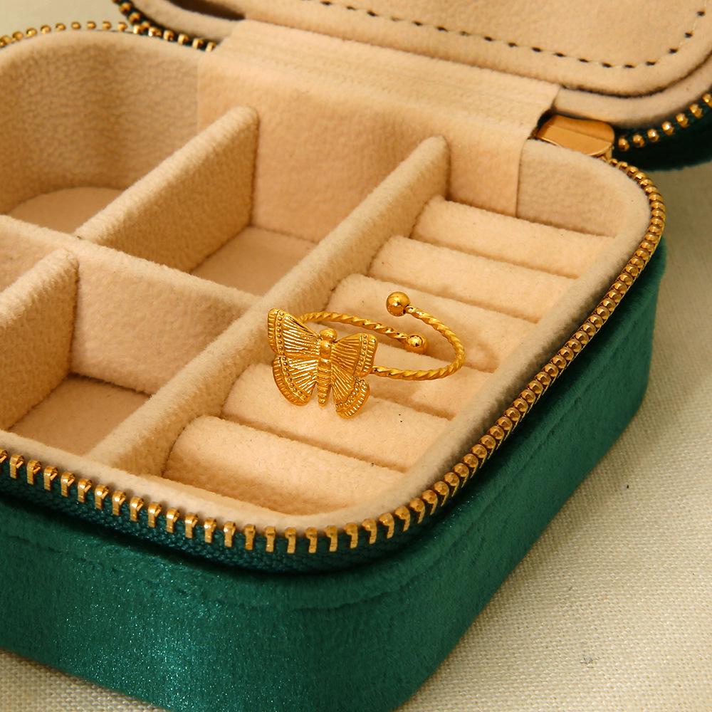 18K Gold-Plated Butterfly Adjustable Ring - Versatile & Waterproof